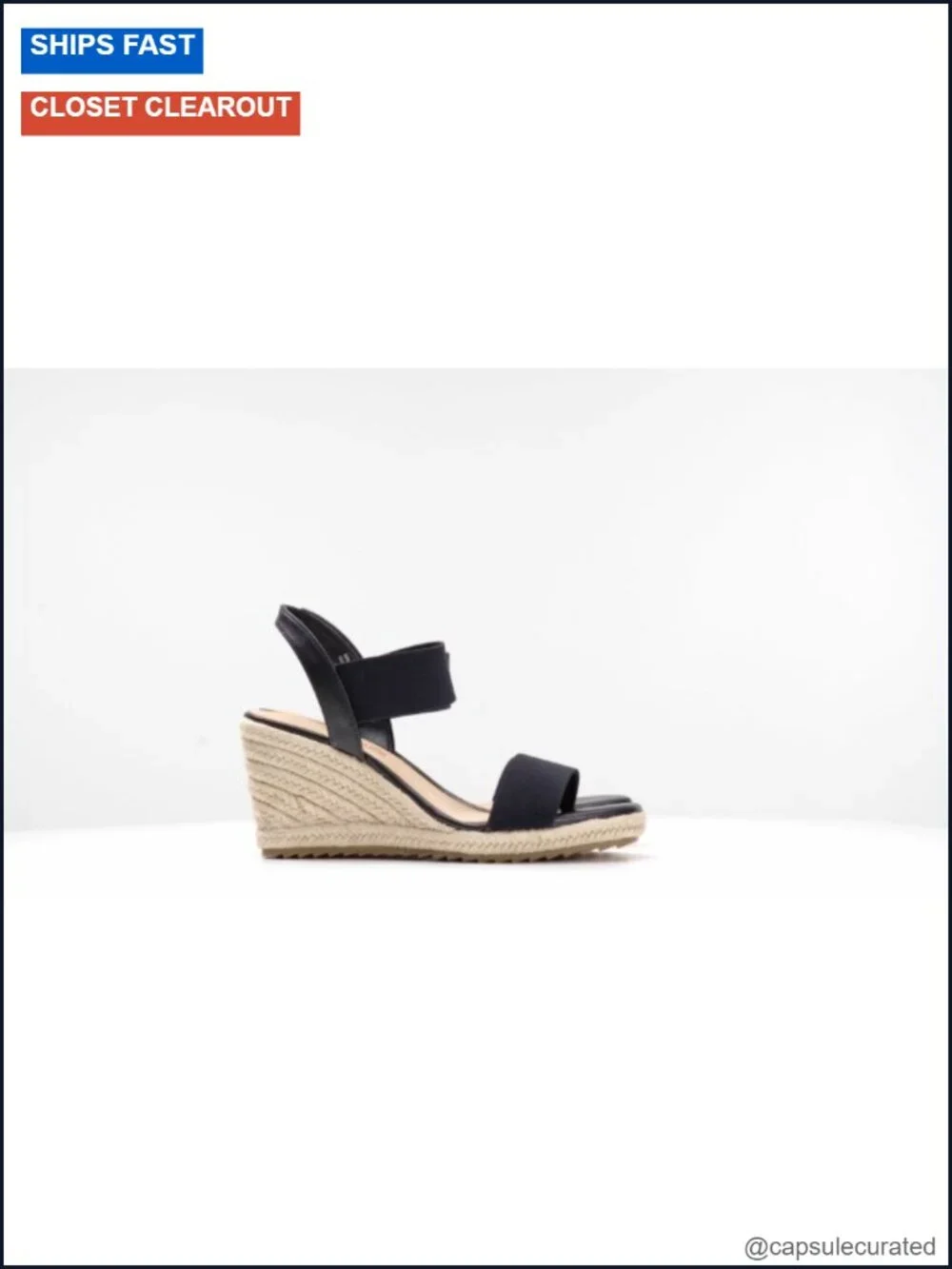 Espadrille Wedge Platform Sandals with Elastic Ankle Straps, PU Insole, Slip